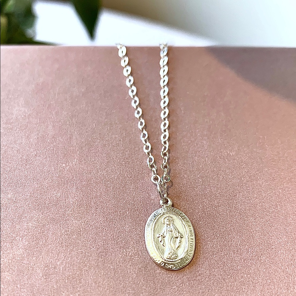 Sterling Silver Miraculous Mary Necklace